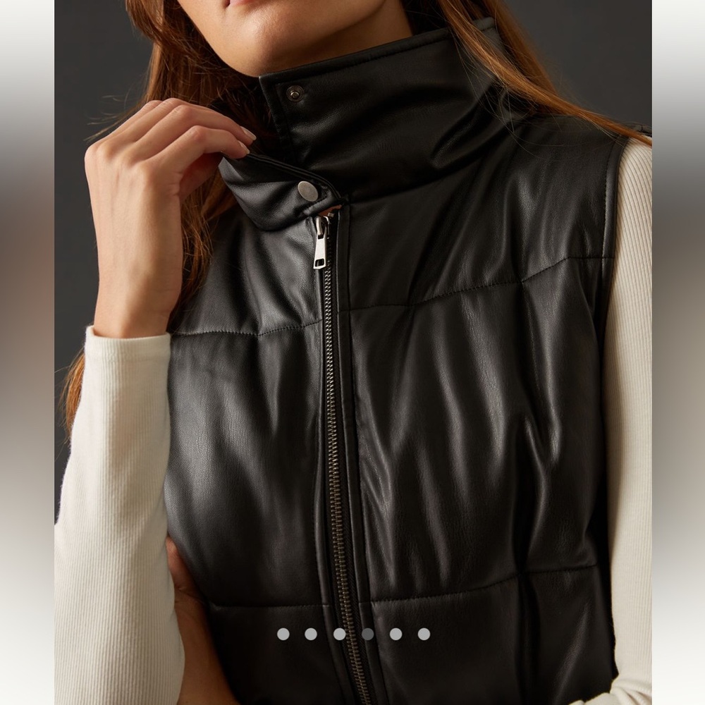 Anthropologie Faux Leather Crop Puffer Vest - Picture 3 of 12